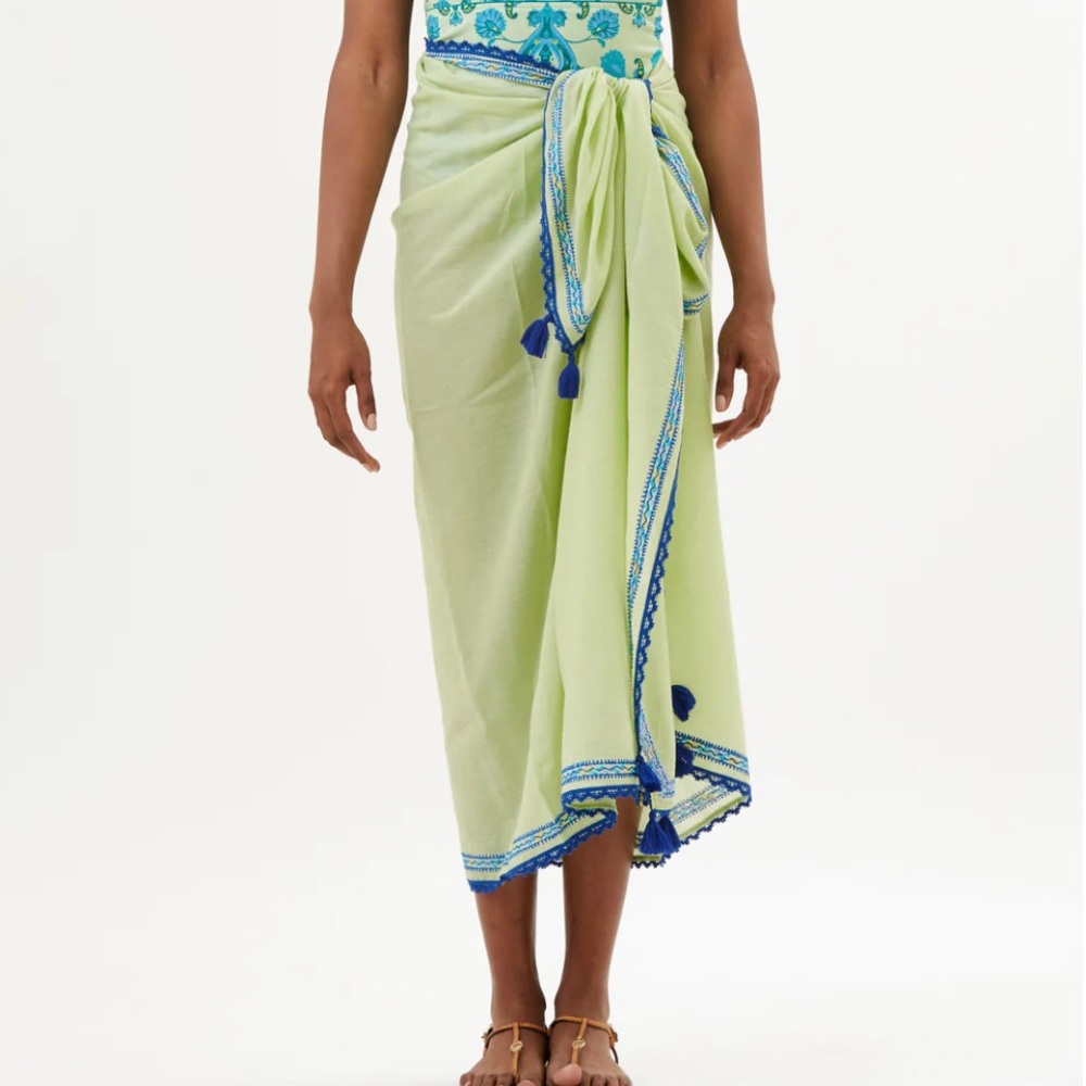 Amita Naithani Mint Green Usha Tassel Sarong
